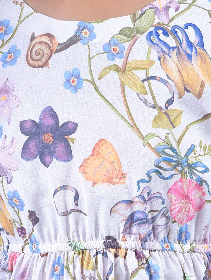 girls printed round neck a-line dress - 22102376 -  Standard Image - 5