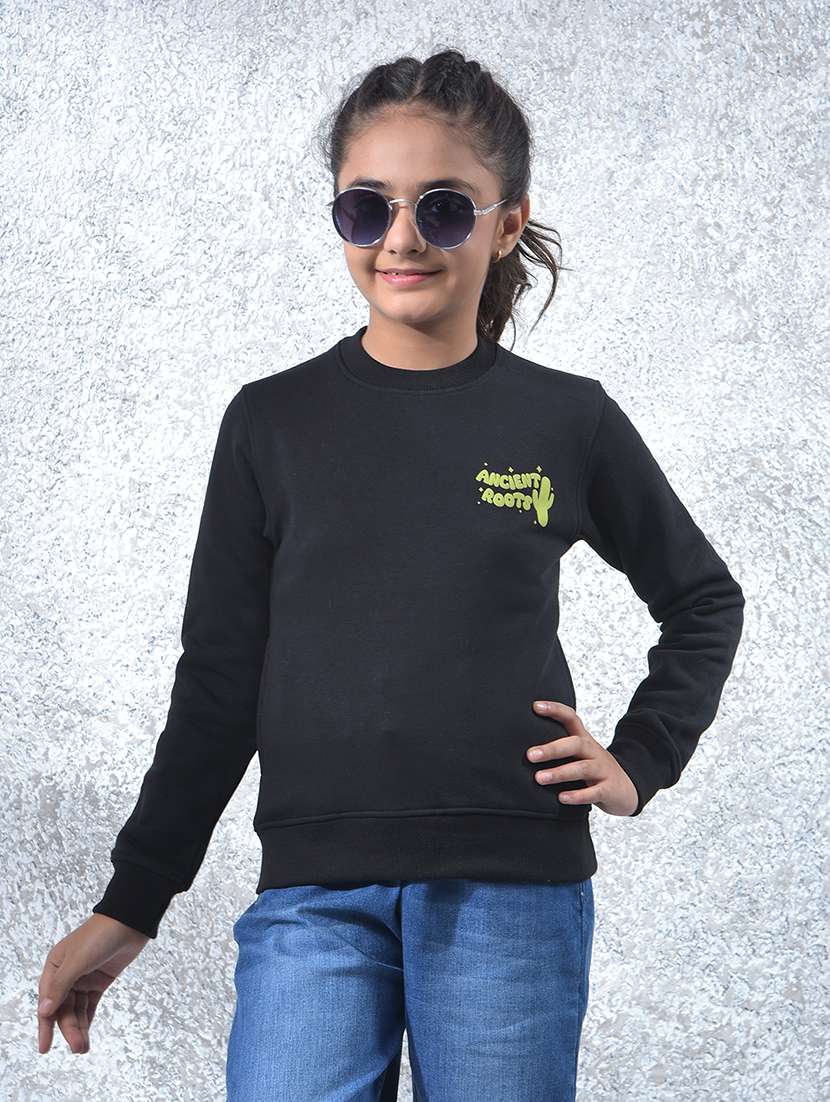 girls solid long sleeve sweatshirt