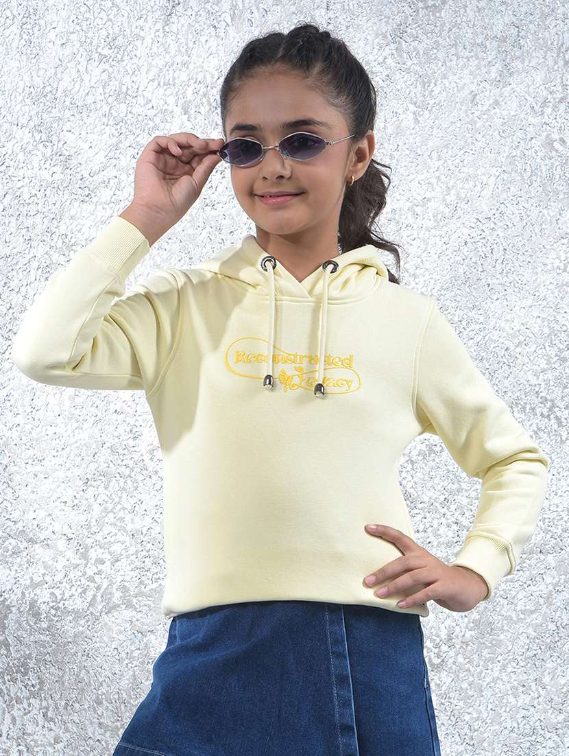 girls printed long sleeve hooded sweatshirt