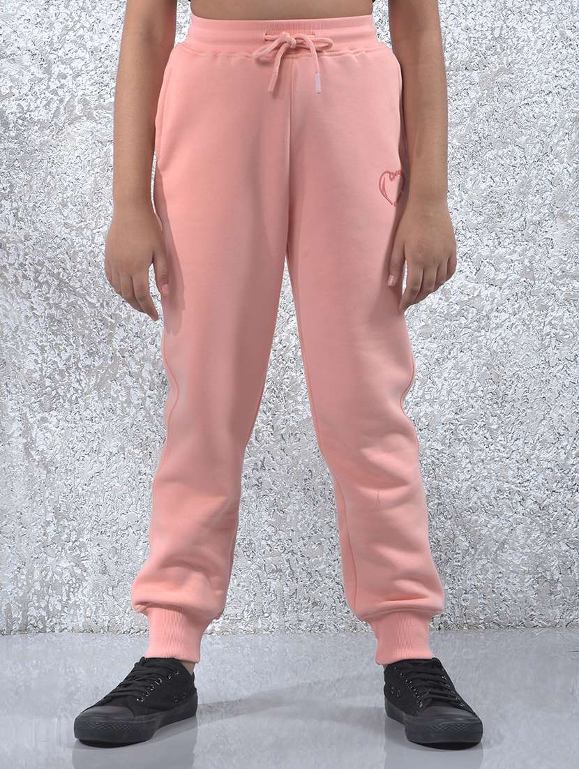 girls solid mid rise jogger