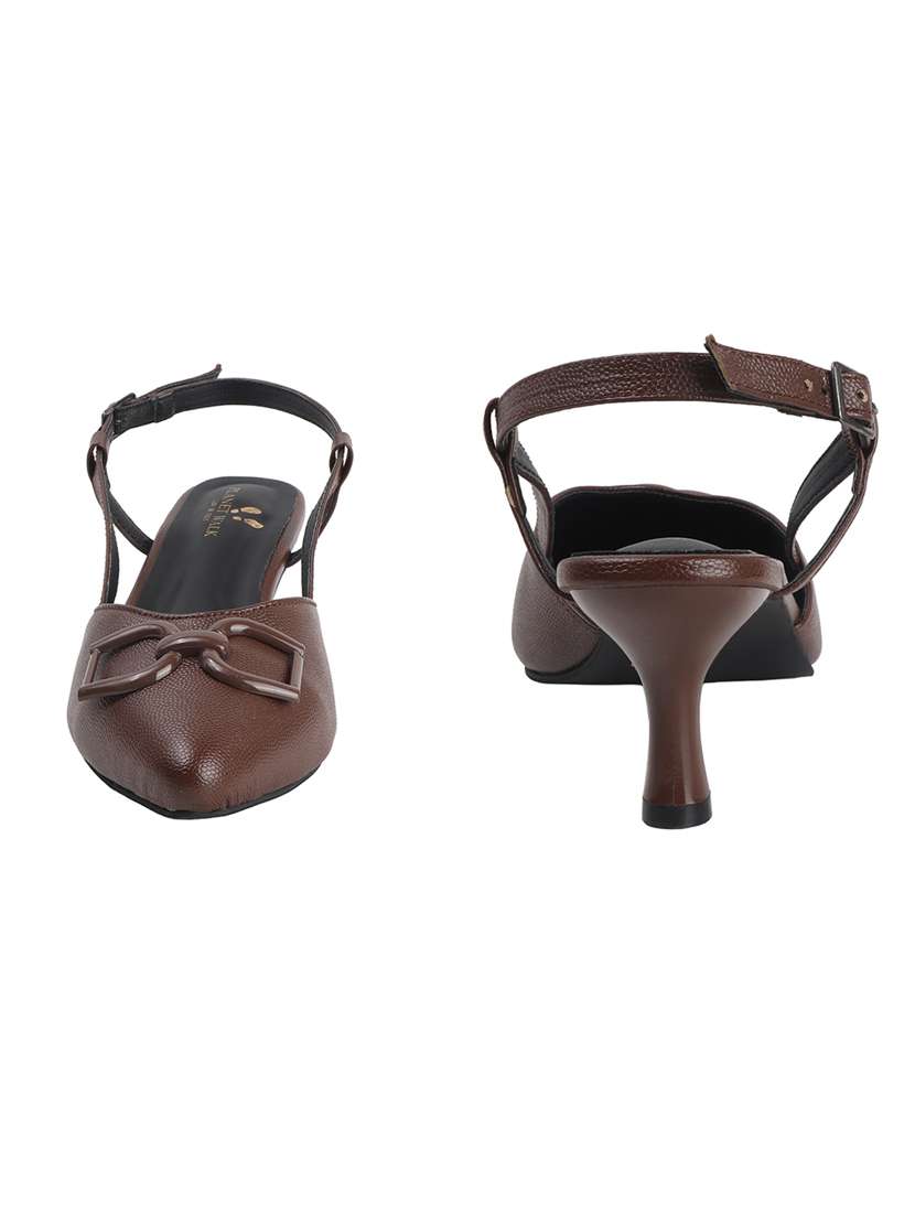 women solid back strap kitten heel sandals - 22102639 -  Standard Image - 5