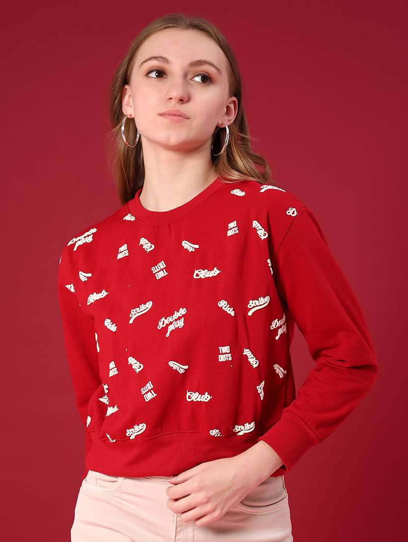 women front print long sleeve sweatshirt - 22102741 -  Standard Image - 3