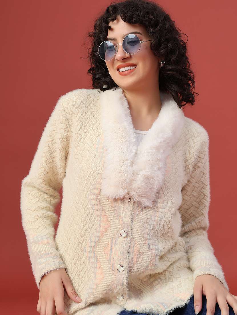 women self design long sleeve cardigan