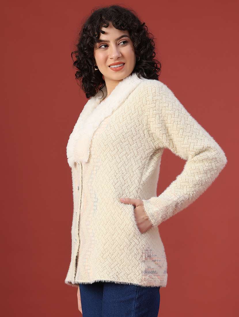 women self design long sleeve cardigan - 22102750 -  Standard Image - 3