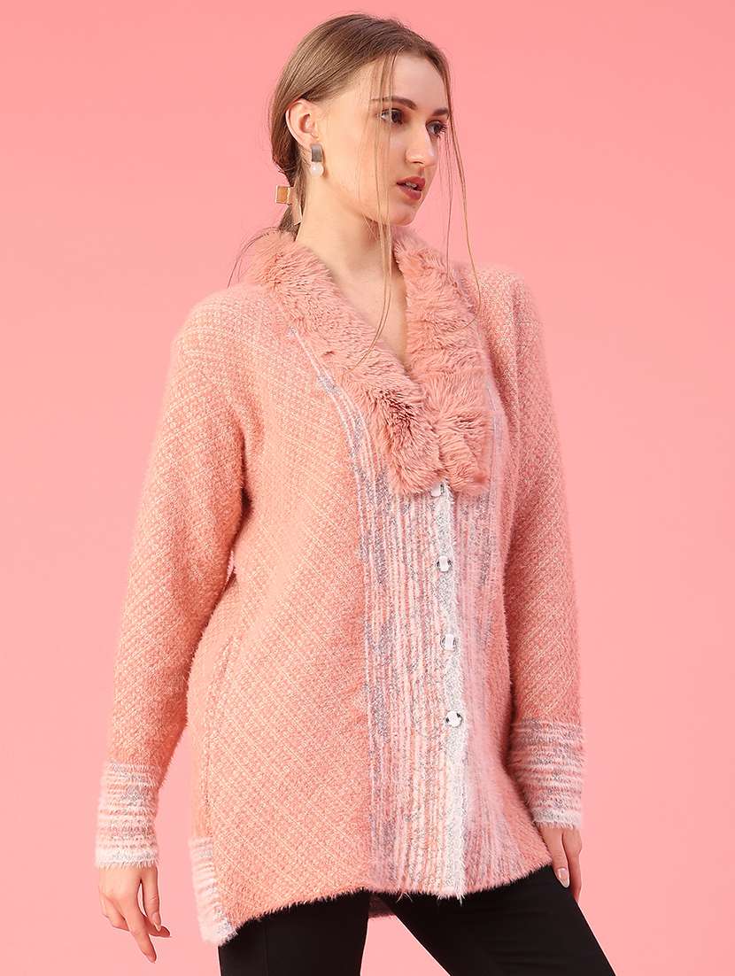 women self design long sleeve cardigan - 22102752 -  Standard Image - 3