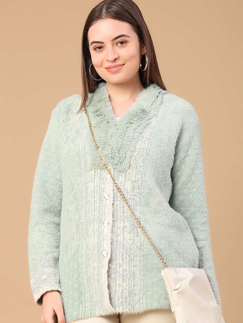 women self design long sleeve cardigan