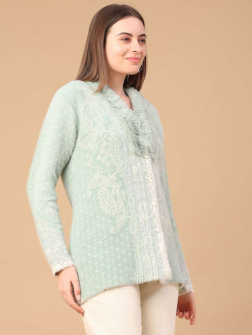 women self design long sleeve cardigan - 22102753 -  Standard Image - 3