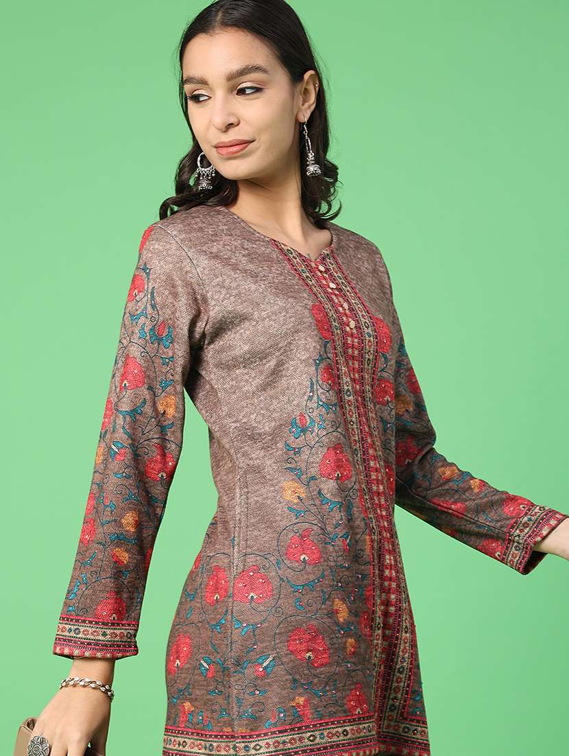 women printed long sleeve kurta and pant set - 22102832 -  Standard Image - 3