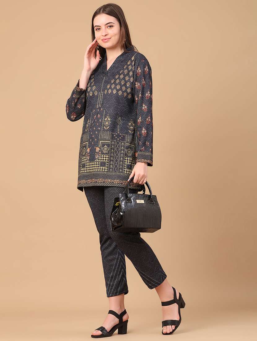 women printed three quarter sleeve ethnic co-ord set - 22102834 -  Standard Image - 5