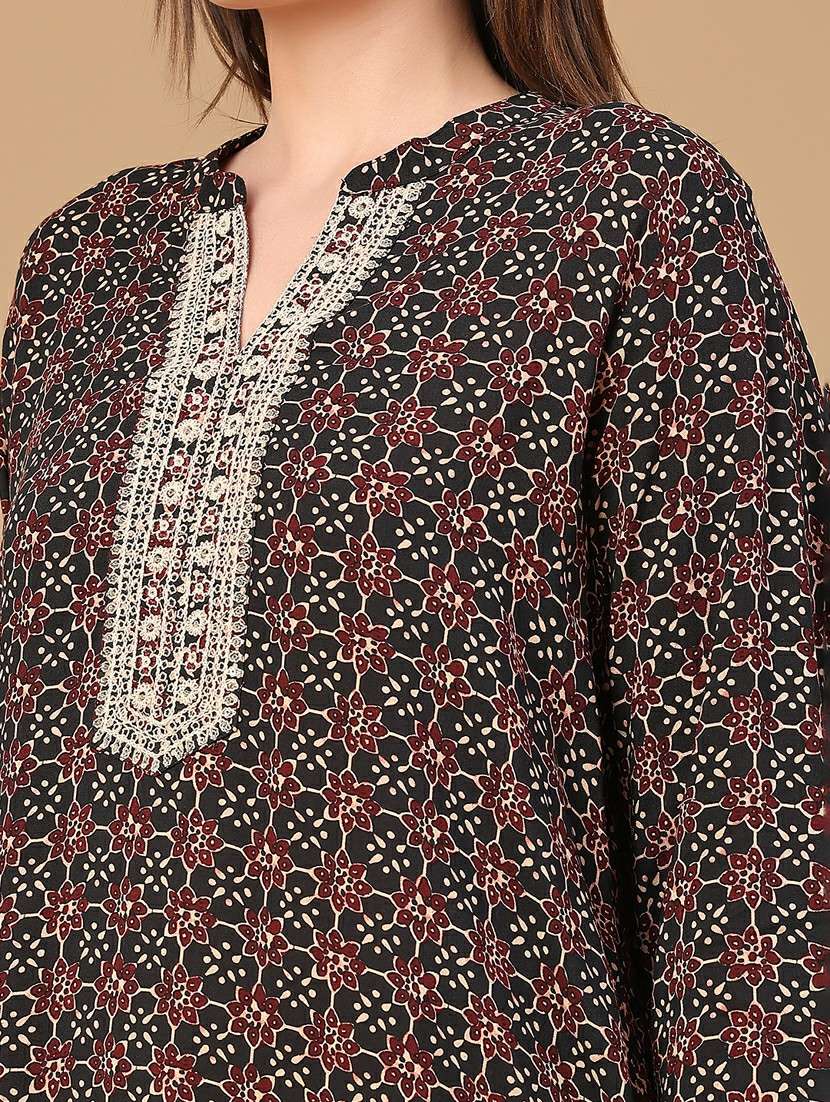 women printed three quarter sleeve a-line kurta - 22102871 -  Standard Image - 5