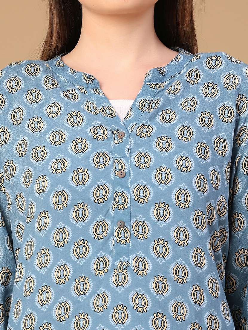 women printed three quarter sleeve a-line kurta - 22102873 -  Standard Image - 5