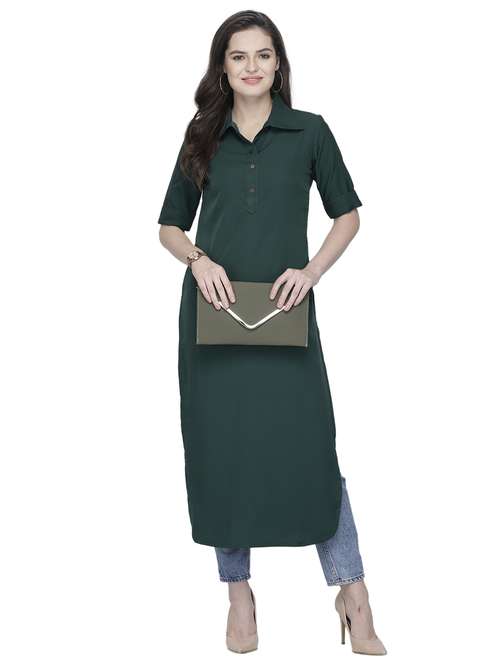 women solid short sleeve straight kurta - 22102971 -  Standard Image - 0