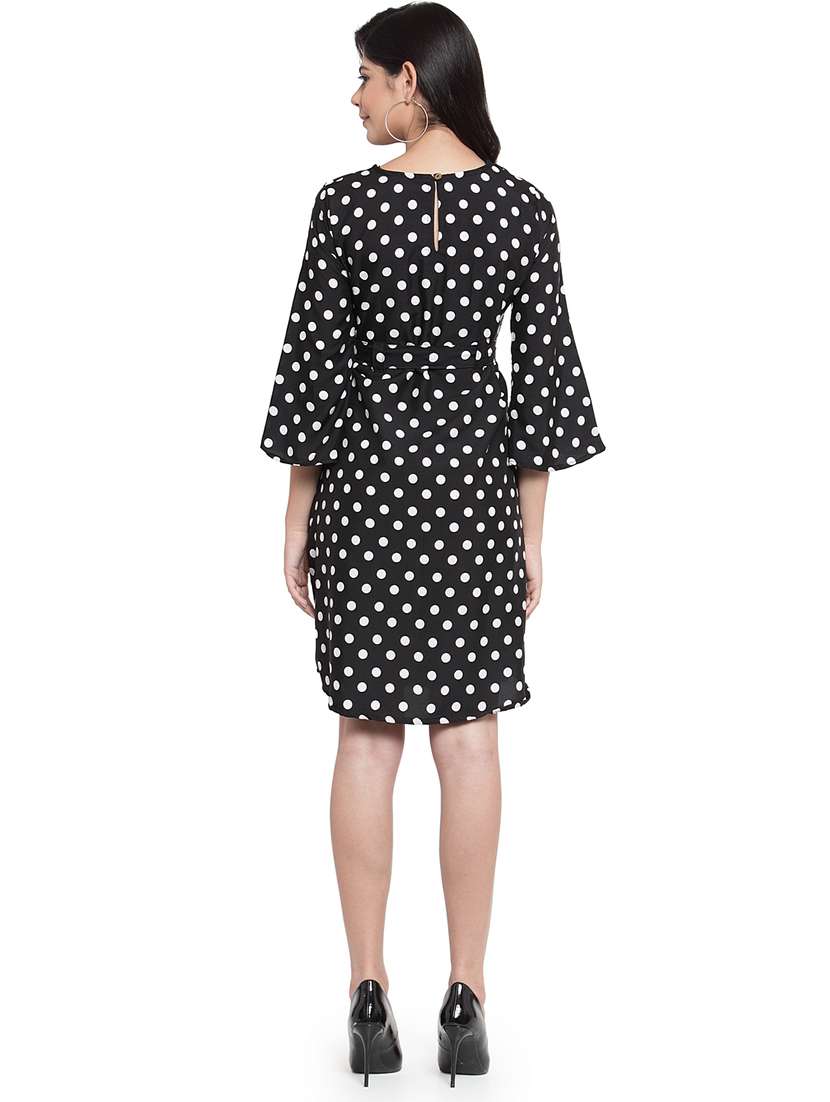 women polka doted bell sleeve a-line dress - 22102986 -  Standard Image - 3