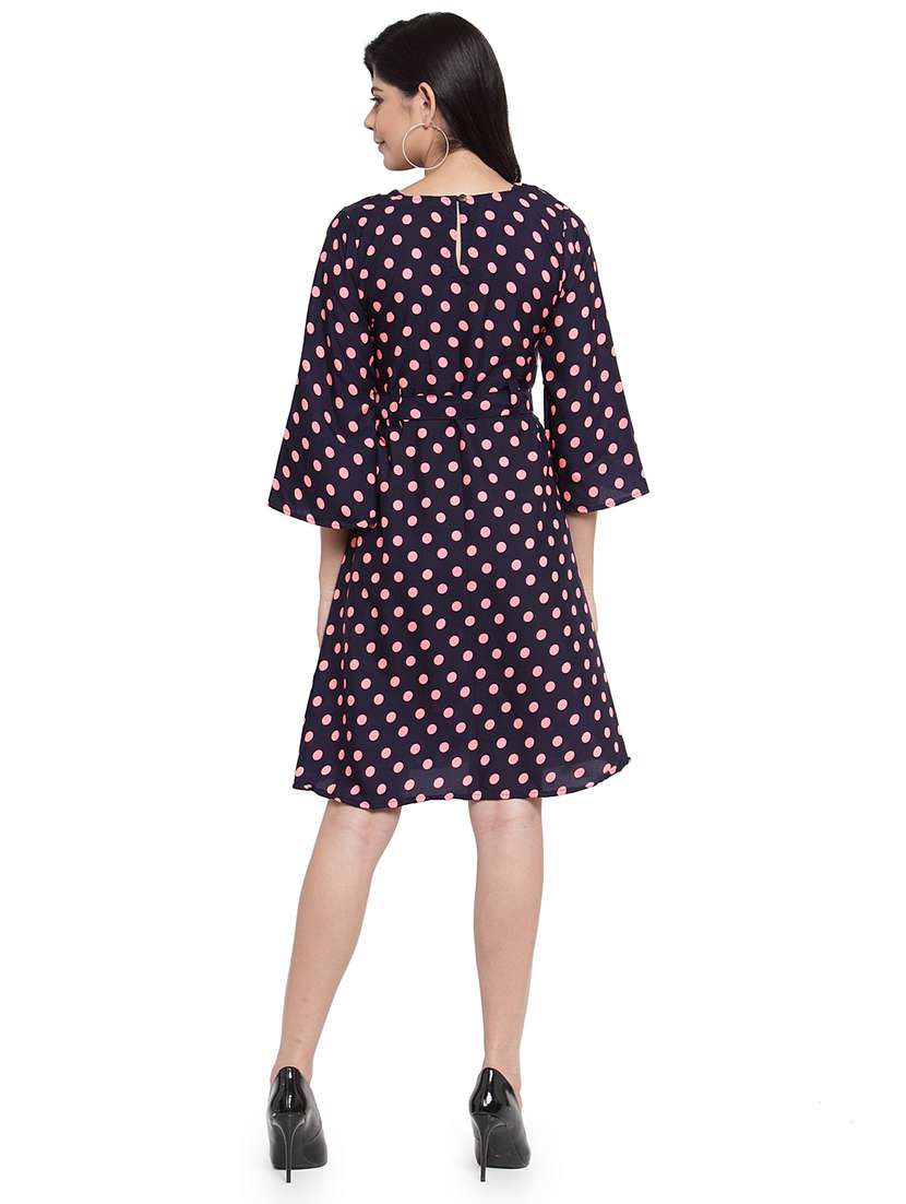 women polka doted bell sleeve a-line dress - 22102987 -  Standard Image - 3