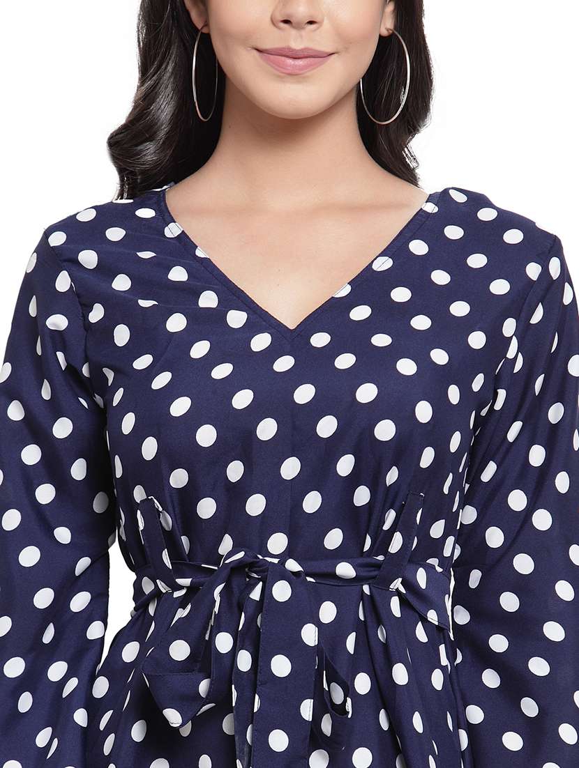 women polka doted bell sleeve a-line dress - 22102988 -  Standard Image - 3