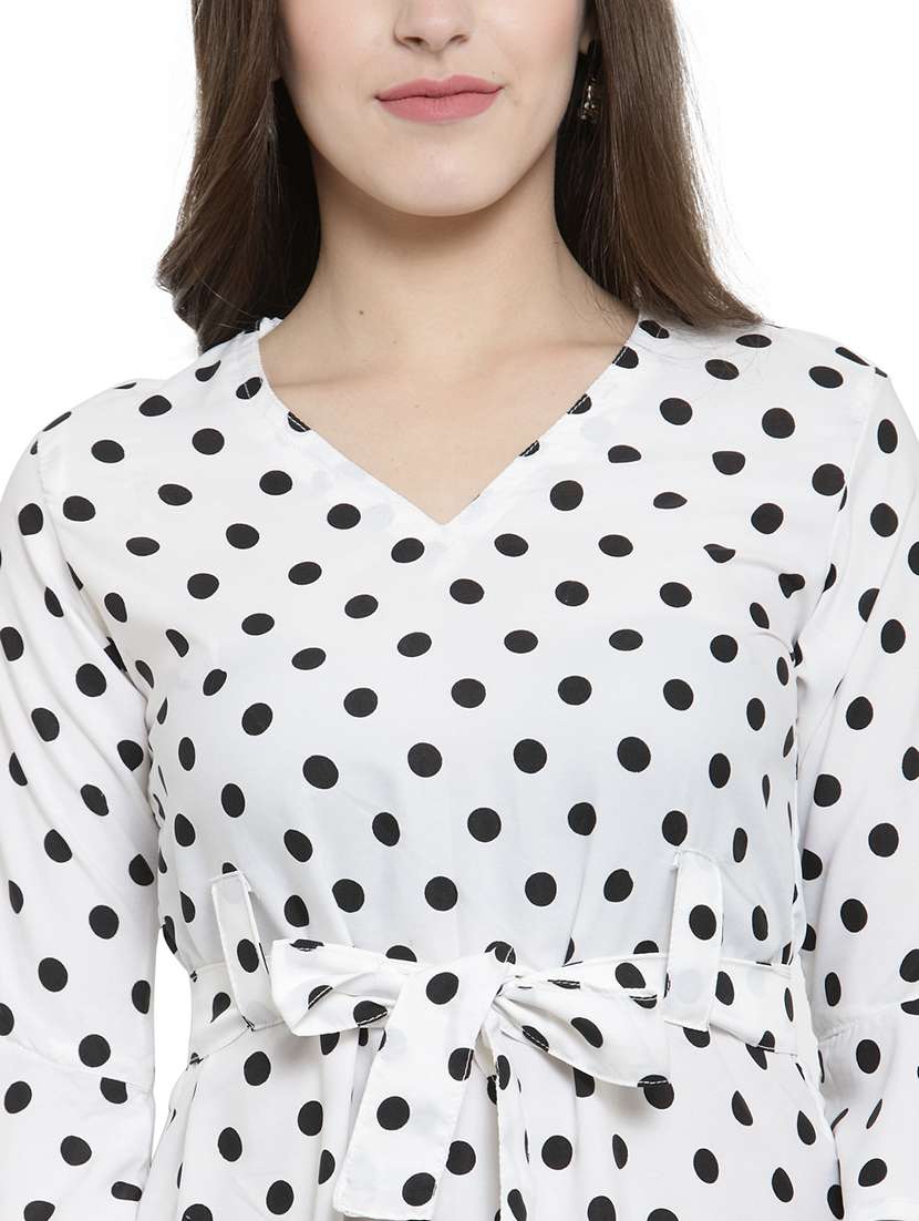 women polka doted bell sleeve a-line dress - 22102989 -  Standard Image - 5