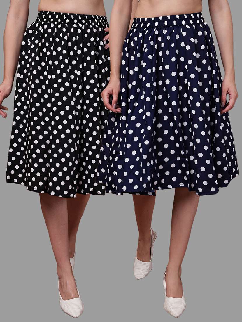women pack of 2 printed high rise a-line skirt