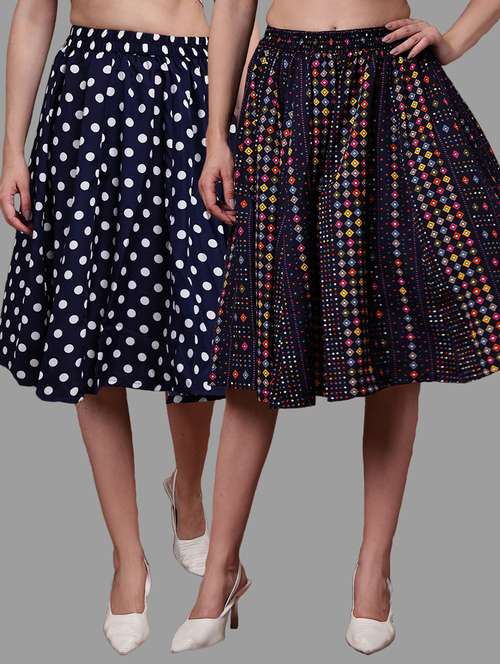 women pack of 2 printed high rise a-line skirt - 22102998 -  Standard Image - 0