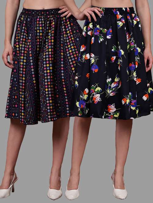 women pack of 2 printed high rise a-line skirt - 22103008 -  Standard Image - 0