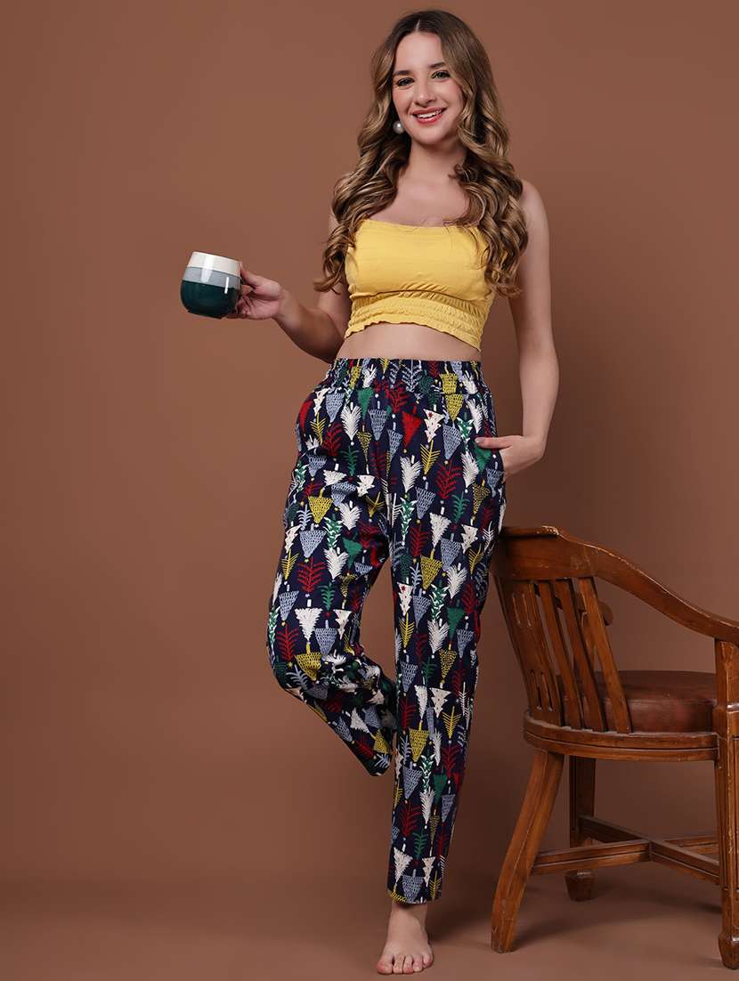 women pack of 2 printed mid rise loungewear pyjama - 22103014 - Standard Image - 5