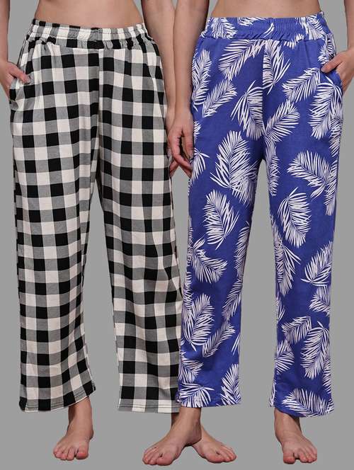 women pack of 2 printed mid rise loungewear pyjama - 22103018 - Standard Image - 0