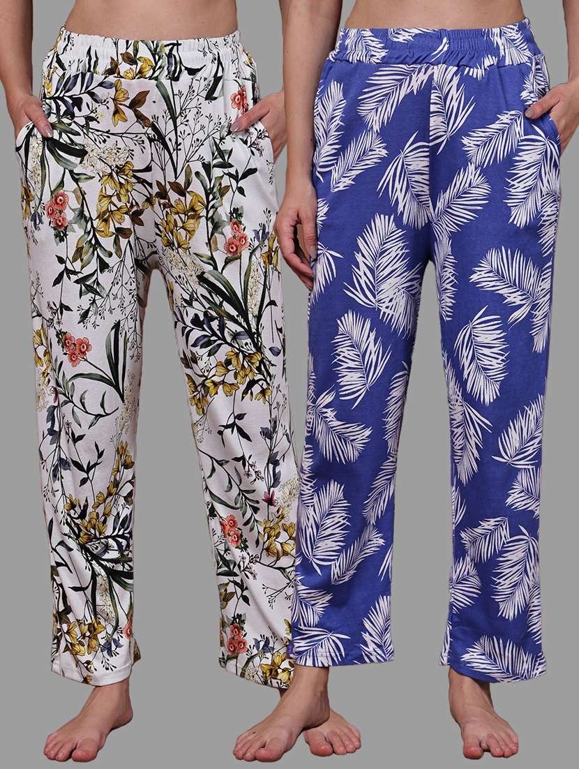 women pack of 2 printed loungewear pyjama