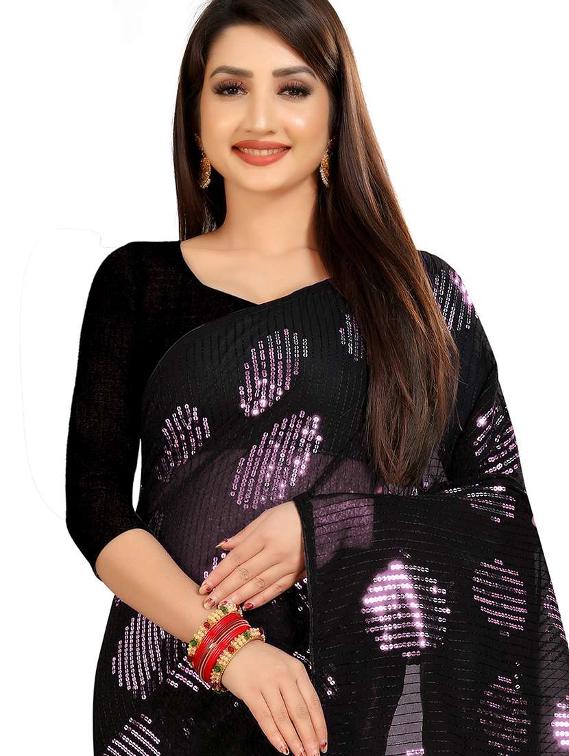 women solid with work embellished saree with blouse - 22103172 - Standard Image - 3