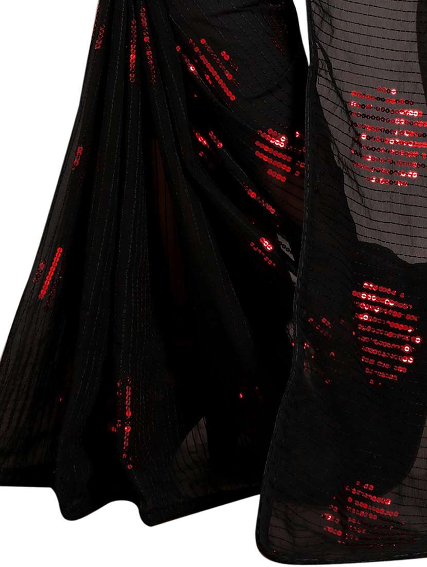 women solid with work embellished saree with blouse - 22103176 - Standard Image - 3