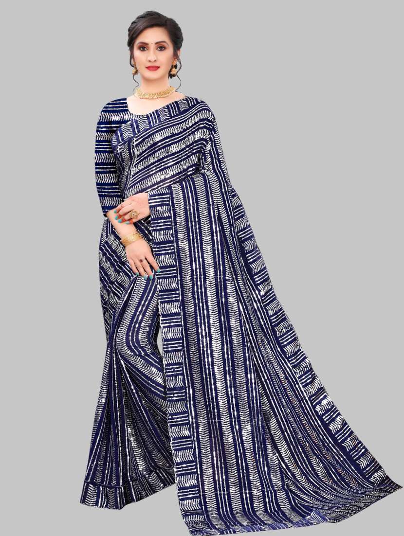 women solid with work embellished saree with blouse - 22103178 -  Zoom Image - 0