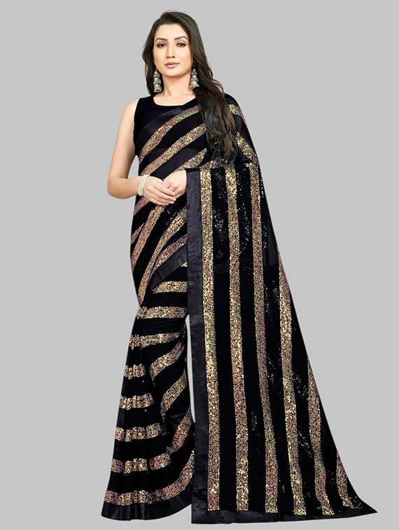 women solid with work embellished saree with blouse - 22103182 -  Zoom Image - 0