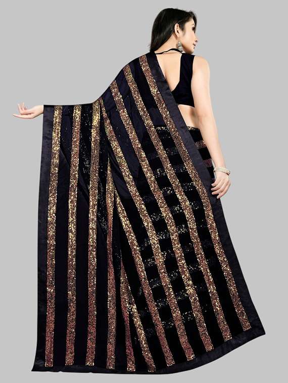 women solid with work embellished saree with blouse - 22103182 - Standard Image - 3