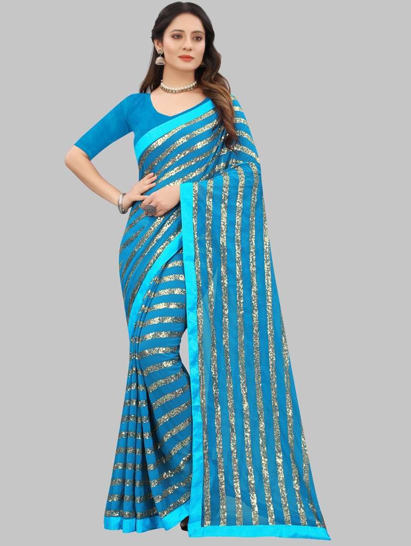 women solid with work embellished saree with blouse - 22103183 -  Zoom Image - 0