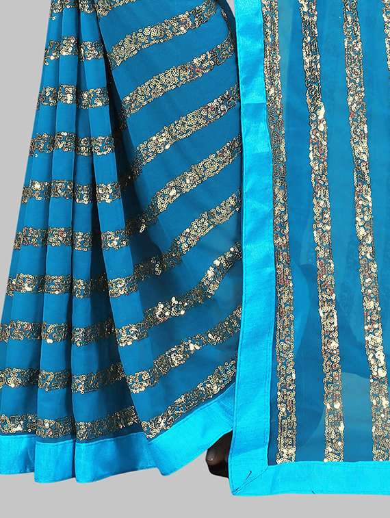 women solid with work embellished saree with blouse - 22103183 - Standard Image - 3