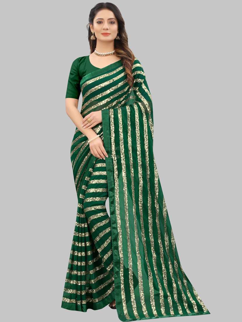 women solid with work embellished saree with blouse