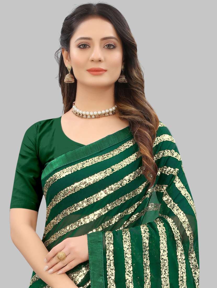 women solid with work embellished saree with blouse - 22103184 - Standard Image - 3