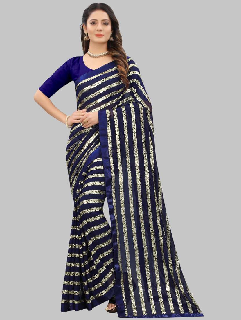 women solid with work embellished saree with blouse