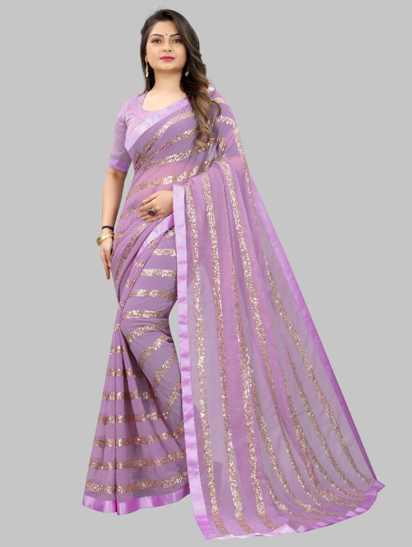 women solid with work embellished saree with blouse - 22103187 -  Zoom Image - 0