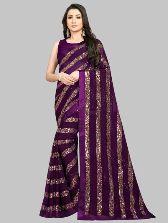 women solid with work embellished saree with blouse