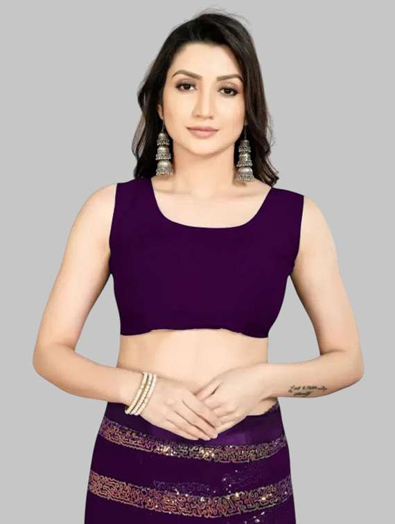 women solid with work embellished saree with blouse - 22103188 - Standard Image - 3