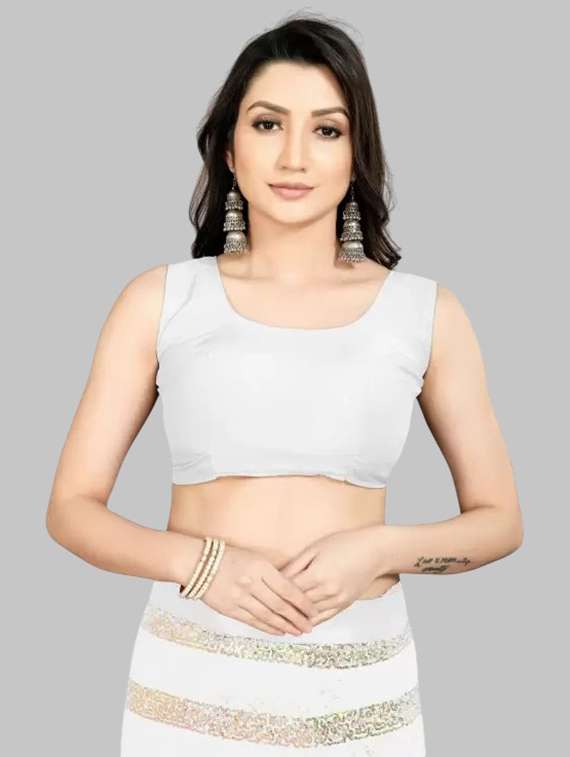 women solid with work embellished saree with blouse - 22103190 - Standard Image - 3