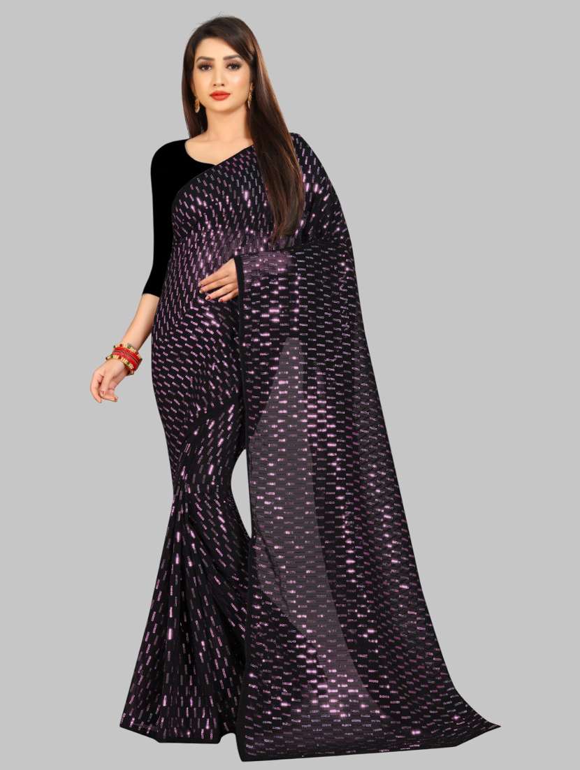 women solid with work embellished saree with blouse - 22103191 -  Zoom Image - 0