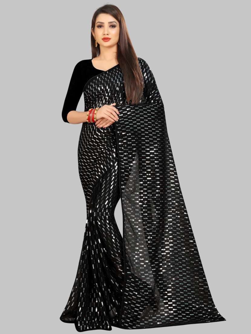 women solid with work embellished saree with blouse - 22103192 -  Zoom Image - 0