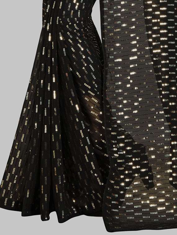 women solid with work embellished saree with blouse - 22103193 - Standard Image - 3