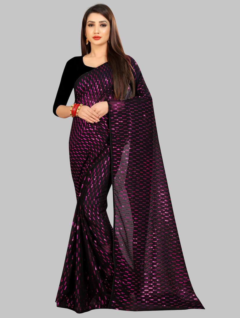 women solid with work embellished saree with blouse - 22103195 -  Zoom Image - 0