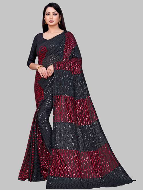 women solid with work embellished saree with blouse - 22103203 -  Standard Image - 0