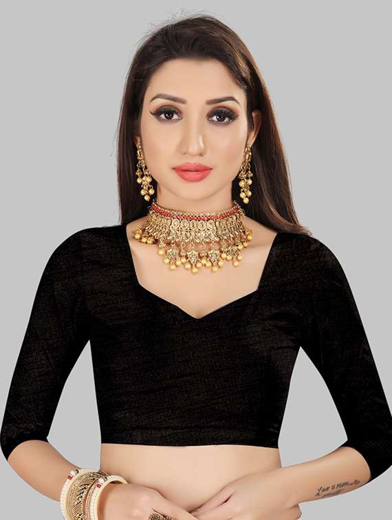 women solid with work embellished saree with blouse - 22103203 - Standard Image - 3