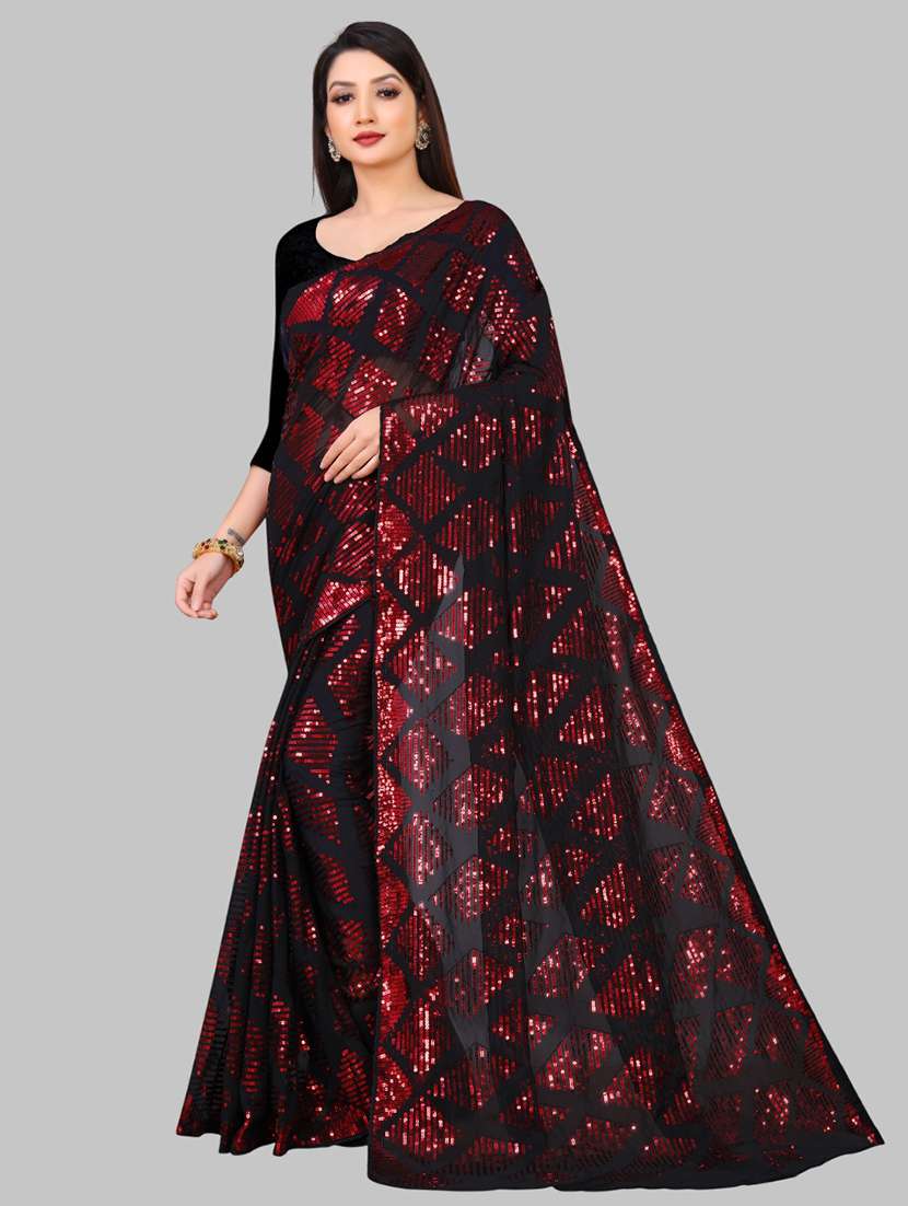 women solid with work embellished saree with blouse - 22103209 -  Zoom Image - 0