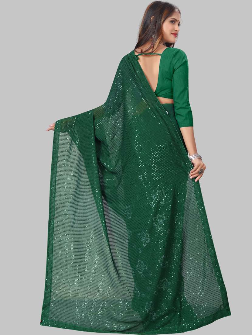 women solid with work embellished saree with blouse - 22103211 - Standard Image - 3