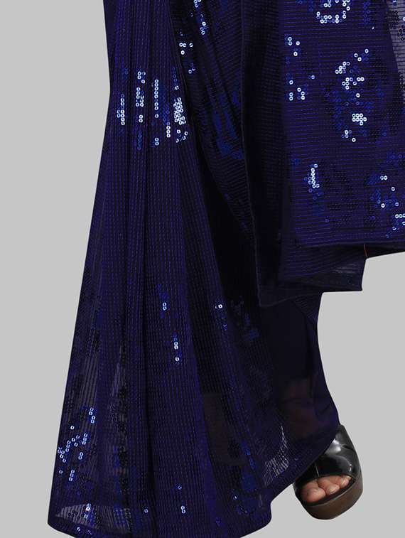 women solid with work embellished saree with blouse - 22103216 - Standard Image - 3