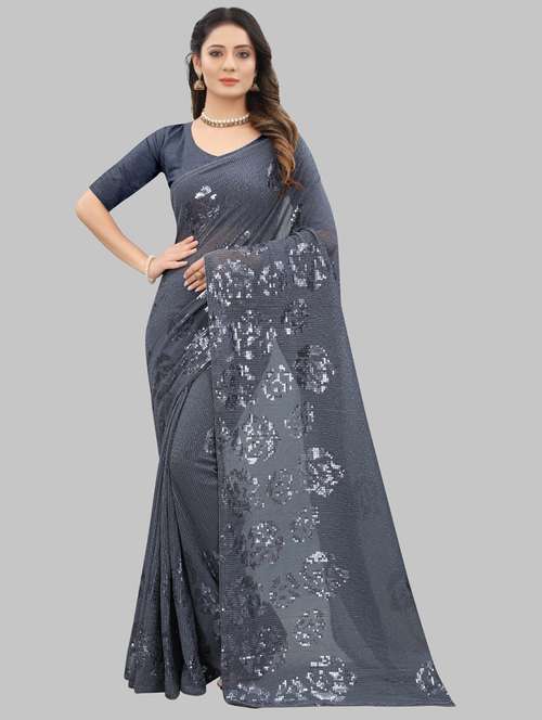 women solid with work embellished saree with blouse - 22103217 -  Standard Image - 0